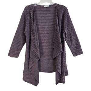 Cactus 3/4 Sleeve Ribbed Knit Drape Front Knit Cardigan Size M